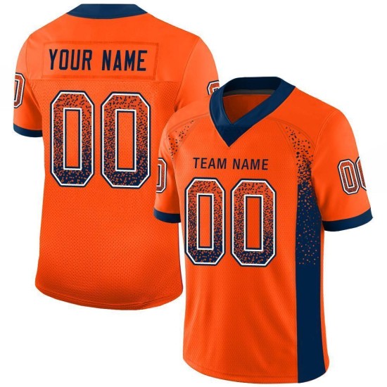 Maillot de football personnalisé en maille orange bleu marine et blanc Maillot de football personnalisé en maille orange bleu marine et blanc