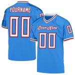 Maillot de football bleu en maille personnalisée, blanc et rouge, rétro, poudre authentique Maillot de football bleu en maille personnalisée, blanc et rouge, rétro, poudre authentique