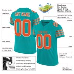 Maillot de football personnalisé en maille orange et blanc authentique Aqua Maillot de football personnalisé en maille orange et blanc authentique Aqua