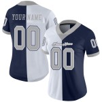 Maillot de football en maille bleu marine Split Custom Fashion gris-blanc Maillot de football en maille bleu marine Split Custom Fashion gris-blanc