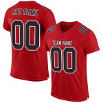 Maillot de football rouge personnalisé en maille noir-blanc authentique Maillot de football rouge personnalisé en maille noir-blanc authentique