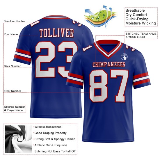 Maillot de football Royal Authentic blanc-rouge en maille personnalisée Maillot de football Royal Authentic blanc-rouge en maille personnalisée