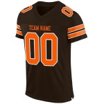 Maillot de football marron personnalisé authentique en maille orange et blanc Maillot de football marron personnalisé authentique en maille orange et blanc