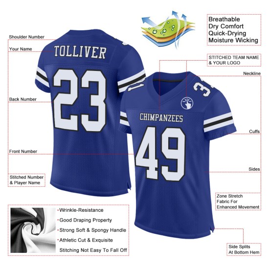 Maillot de football blanc-noir authentique Royal Mesh personnalisé Maillot de football blanc-noir authentique Royal Mesh personnalisé