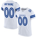 Maillot de football blanc authentique en maille personnalisée blanc-royal Maillot de football blanc authentique en maille personnalisée blanc-royal