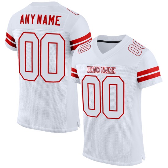 Maillot de football personnalisé en maille blanc et rouge authentique Maillot de football personnalisé en maille blanc et rouge authentique