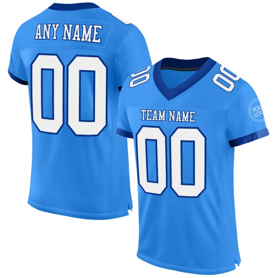 Maillot de football bleu, blanc et poudre royale, maille personnalisée authentique Maillot de football bleu, blanc et poudre royale, maille personnalisée authentique