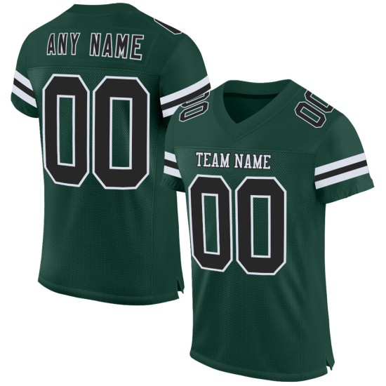 Maillot de football personnalisé vert noir-blanc en maille authentique Maillot de football personnalisé vert noir-blanc en maille authentique