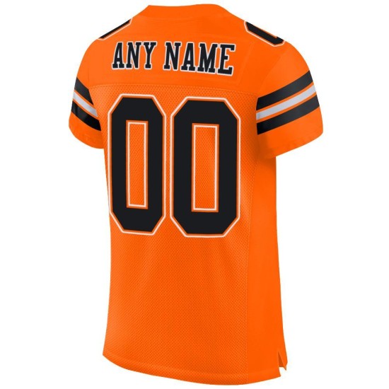 Maillot de football authentique en maille personnalisée orange noir-blanc Maillot de football authentique en maille personnalisée orange noir-blanc