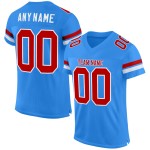 Maillot de football bleu authentique en maille poudrée personnalisée rouge-blanc Maillot de football bleu authentique en maille poudrée personnalisée rouge-blanc