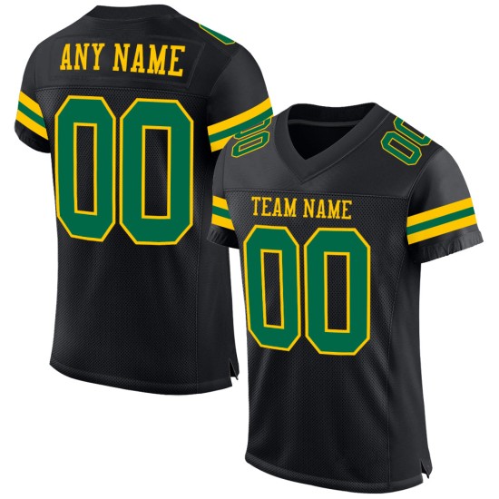 Maillot personnalisé en maille noir authentique Kelly Football vert-jaune Maillot personnalisé en maille noir authentique Kelly Football vert-jaune