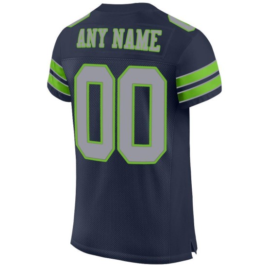 Maillot de football bleu marine authentique vert gris-néon en maille personnalisée Maillot de football bleu marine authentique vert gris-néon en maille personnalisée