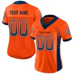 Maillot de football personnalisé en maille orange bleu marine et blanc Maillot de football personnalisé en maille orange bleu marine et blanc