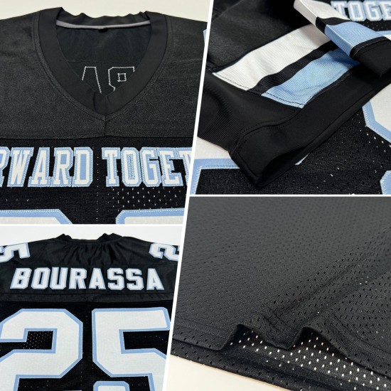 Maillot de football noir bleu en maille personnalisée authentique blanc clair Maillot de football noir bleu en maille personnalisée authentique blanc clair