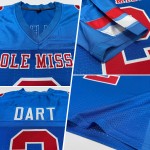 Maillot de football bleu authentique en maille poudrée personnalisée rouge-blanc Maillot de football bleu authentique en maille poudrée personnalisée rouge-blanc