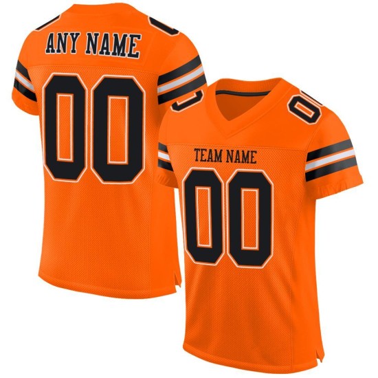 Maillot de football authentique en maille personnalisée orange noir-blanc Maillot de football authentique en maille personnalisée orange noir-blanc