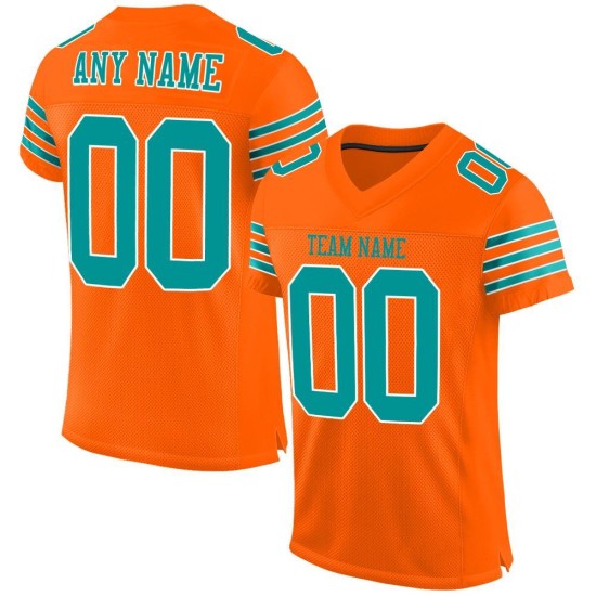 Maillot de football authentique orange Aqua-White en maille personnalisée Maillot de football authentique orange Aqua-White en maille personnalisée