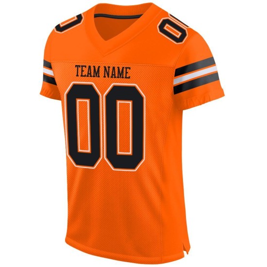 Maillot de football authentique en maille personnalisée orange noir-blanc Maillot de football authentique en maille personnalisée orange noir-blanc