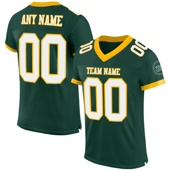 Maillot de football authentique en maille personnalisée vert blanc-or Maillot de football authentique en maille personnalisée vert blanc-or