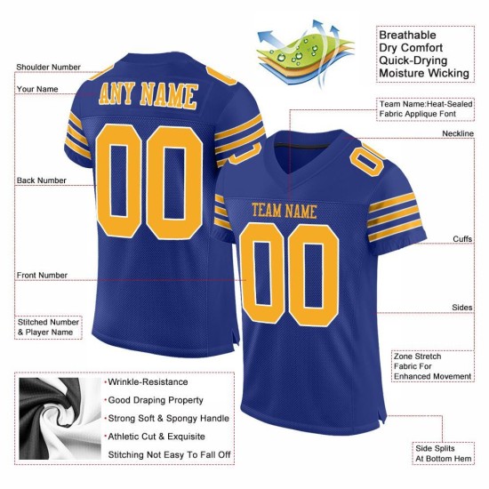 Maillot de football authentique en maille or-blanc Royal Custom Maillot de football authentique en maille or-blanc Royal Custom