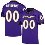 Maillot de football personnalisé en maille blanc et violet authentique doré Maillot de football personnalisé en maille blanc et violet authentique doré