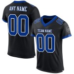 Maillot de football personnalisé authentique en maille noire, bleu royal et blanc Maillot de football personnalisé authentique en maille noire, bleu royal et blanc