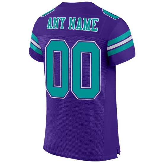 Maillot de football personnalisé en maille Aqua-Blanc Authentique Violet Maillot de football personnalisé en maille Aqua-Blanc Authentique Violet