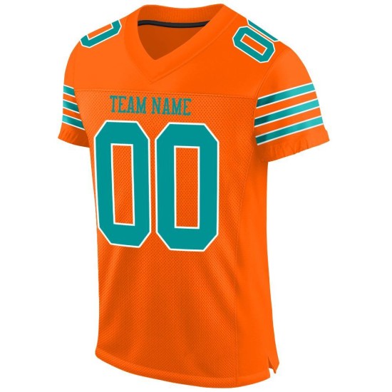 Maillot de football authentique orange Aqua-White en maille personnalisée Maillot de football authentique orange Aqua-White en maille personnalisée